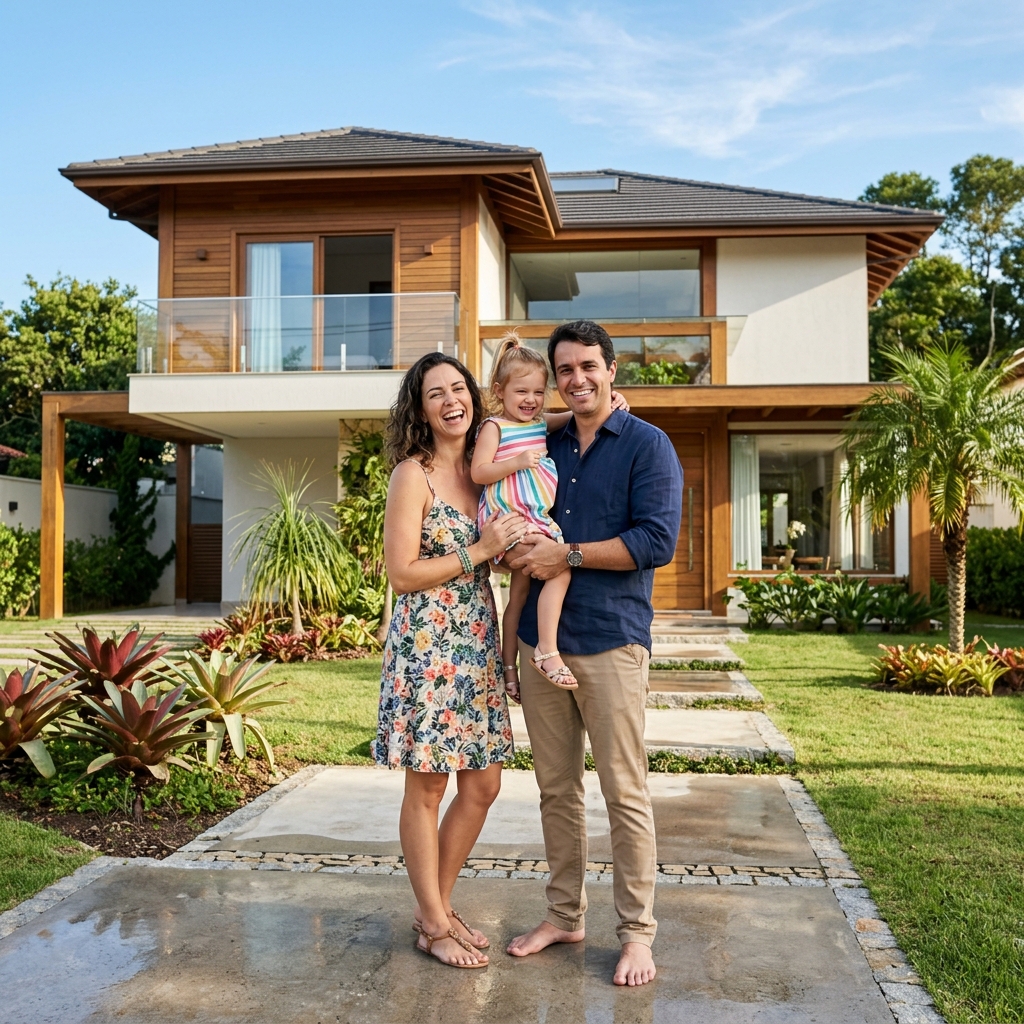 Família na casa nova